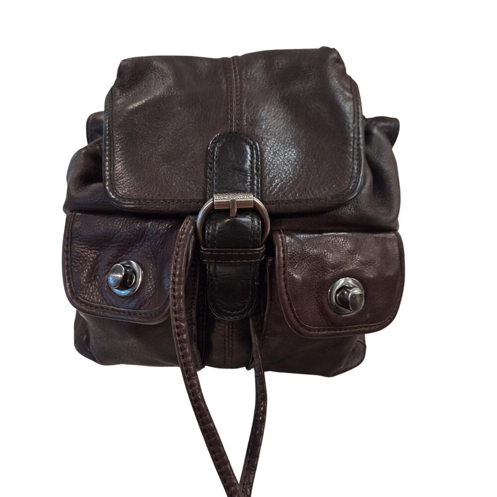 Y2K Slouchy Leather Backpack Brown Utility Bag Cargo Pocket Vintage Boho Grunge - Picture 2 of 16